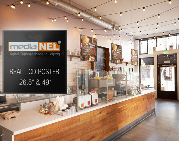 Digitaler Bilderrahmen für Bildschirmwerbung und Bilder in einer Bäckerei